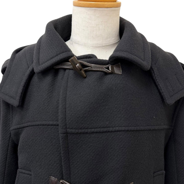 美品□Salvatore Ferragamo サルヴァトーレフェラガモ ウール トグルボタン エルボーパッチ ダッフルコート チャコール 50 伊製 正規品