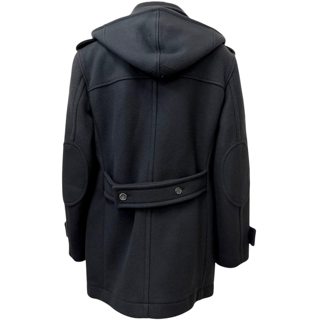 美品□Salvatore Ferragamo サルヴァトーレフェラガモ ウール トグルボタン エルボーパッチ ダッフルコート チャコール 50 伊製 正規品