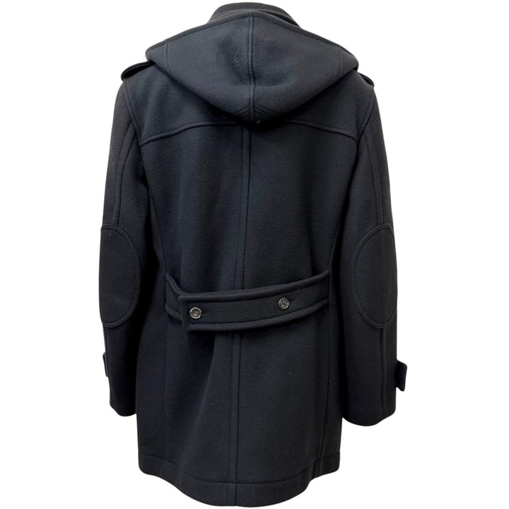 美品□Salvatore Ferragamo サルヴァトーレフェラガモ ウール トグルボタン エルボーパッチ ダッフルコート チャコール 50 伊製 正規品