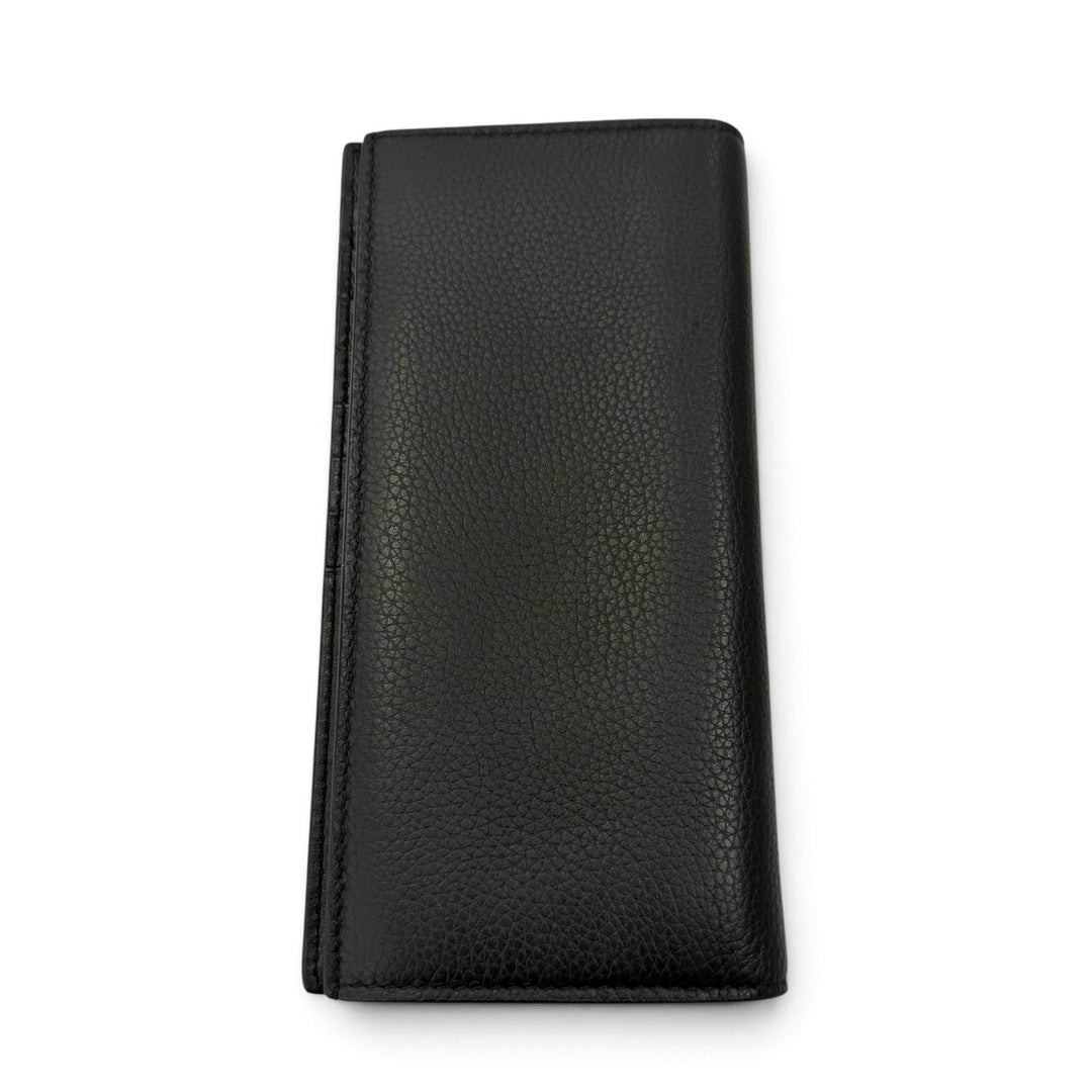 美品▼DIOR ディオール オム 22-BO-1222 レザー CDロゴ金具 ロングウォレット 二つ折り 長財布 ブラック メンズ