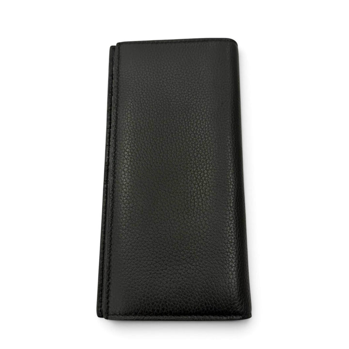 美品▼DIOR ディオール オム 22-BO-1222 レザー CDロゴ金具 ロングウォレット 二つ折り 長財布 ブラック メンズ
