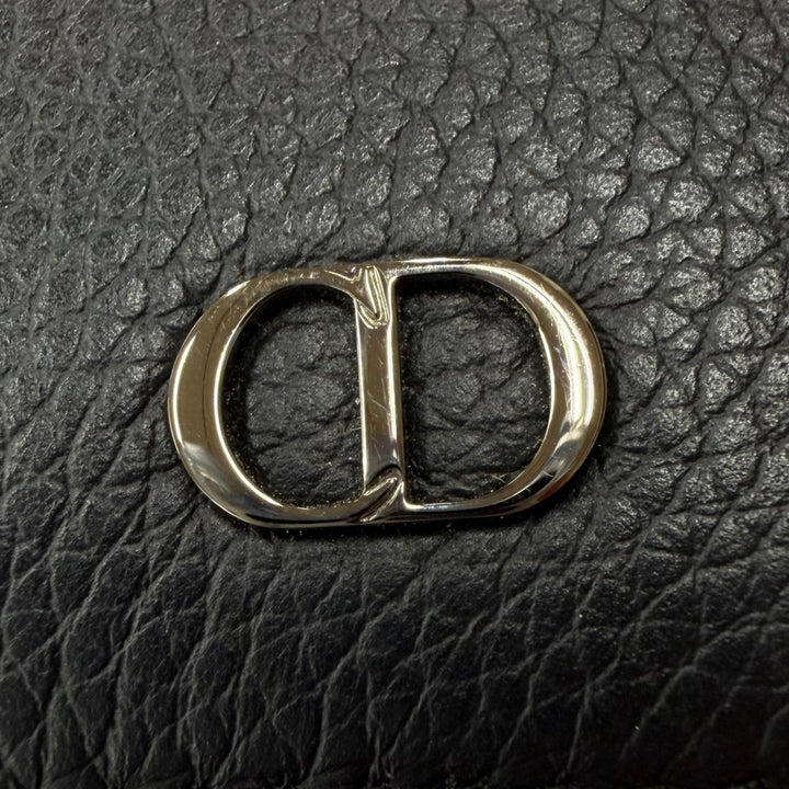 美品▼DIOR ディオール オム 22-BO-1222 レザー CDロゴ金具 ロングウォレット 二つ折り 長財布 ブラック メンズ