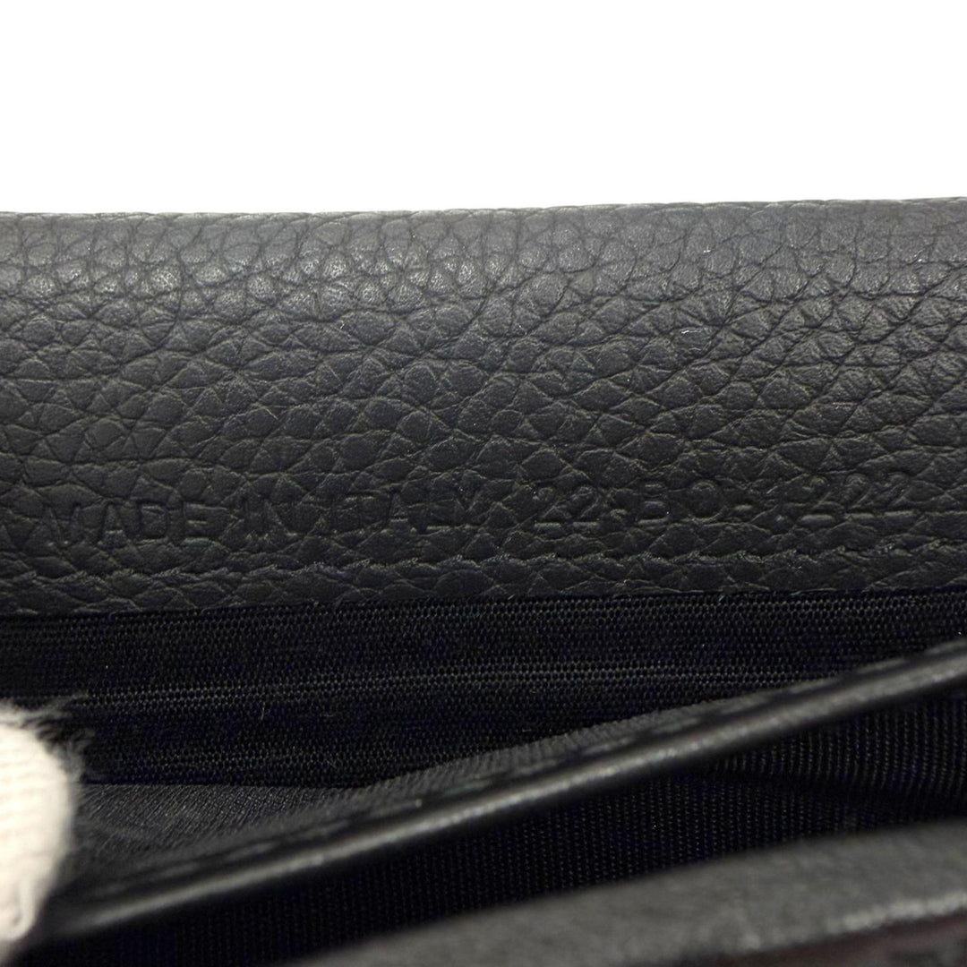 美品▼DIOR ディオール オム 22-BO-1222 レザー CDロゴ金具 ロングウォレット 二つ折り 長財布 ブラック メンズ