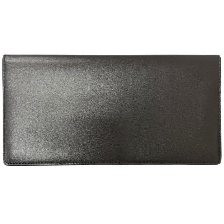 未使用品□Dunhill ダンヒル カーフスキン ロゴゴールドプレート 二つ折り 長財布 レザーロングウォレット ブラック ゴールド メンズ