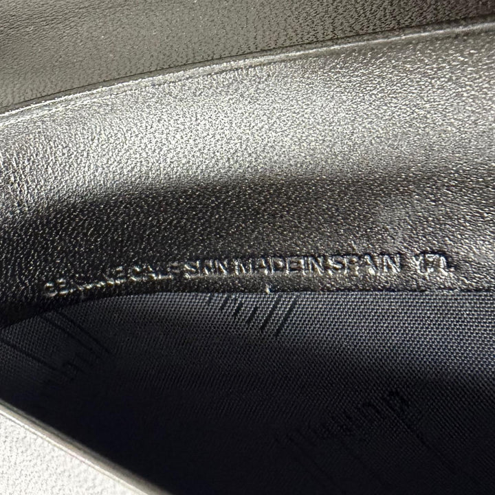 未使用品□Dunhill ダンヒル カーフスキン ロゴゴールドプレート 二つ折り 長財布 レザーロングウォレット ブラック ゴールド メンズ