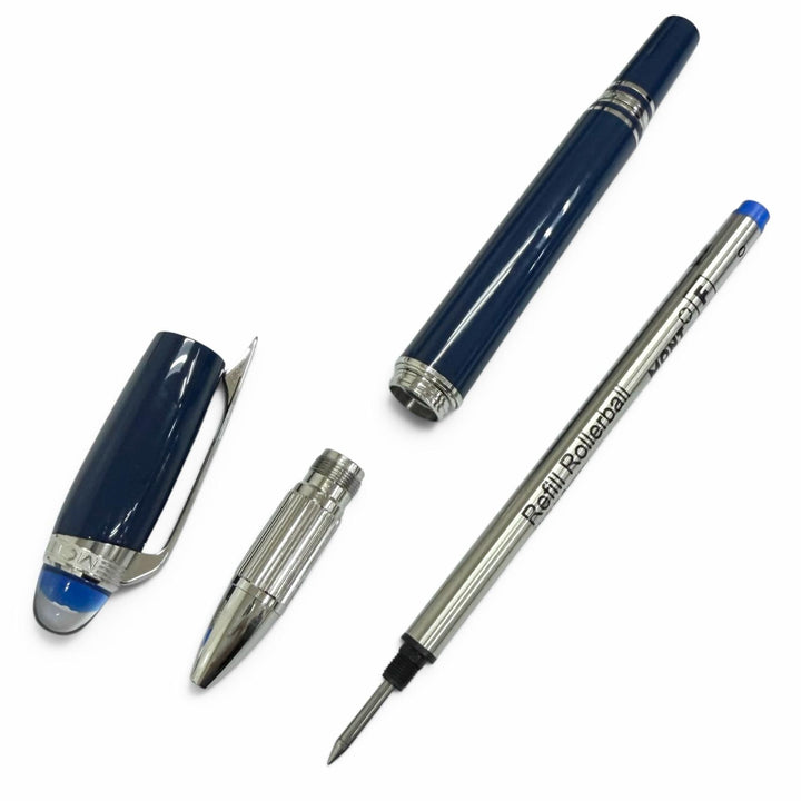 極美品□MONTBLANC モンブラン スターウォーカー ブループラネット ボールペン ブルー シルバー ドイツ製 メンズ 筆記確認済み 箱付き