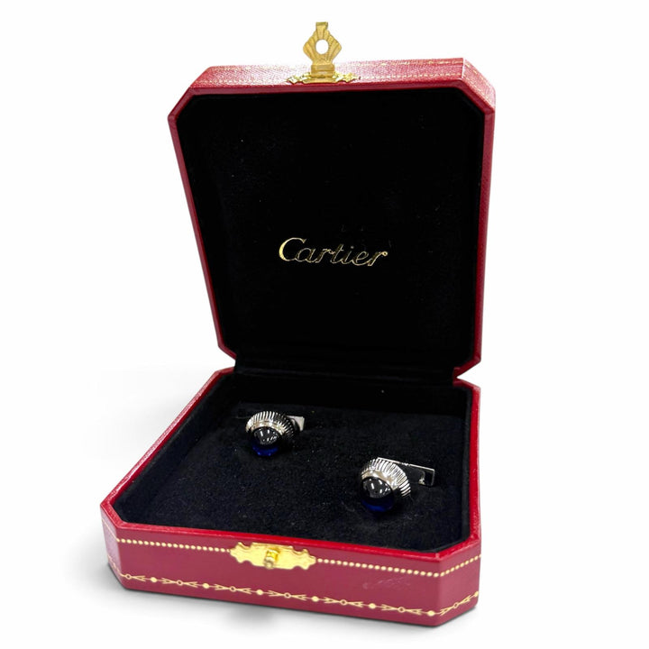 美品▼Cartier カルティエ AG925 ブルースピネル カフスボタン カフリンクス シルバー ブルー フランス製 メンズ アクセサリー ビジネス