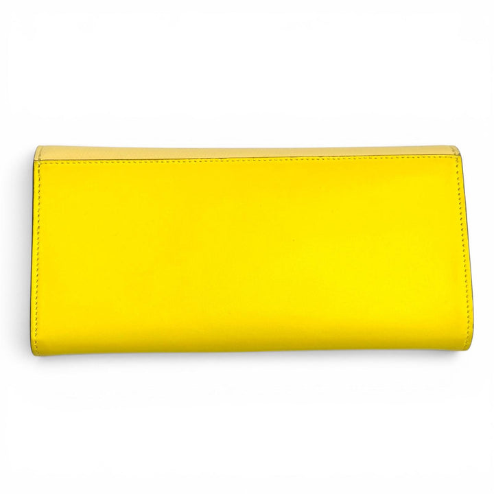 美品★FENDI フェンディ 8M0251 FFダイアモンド コンチネンタル レザー ロングウォレット 長財布 イエロー ゴールド金具 箱・保存袋付き
