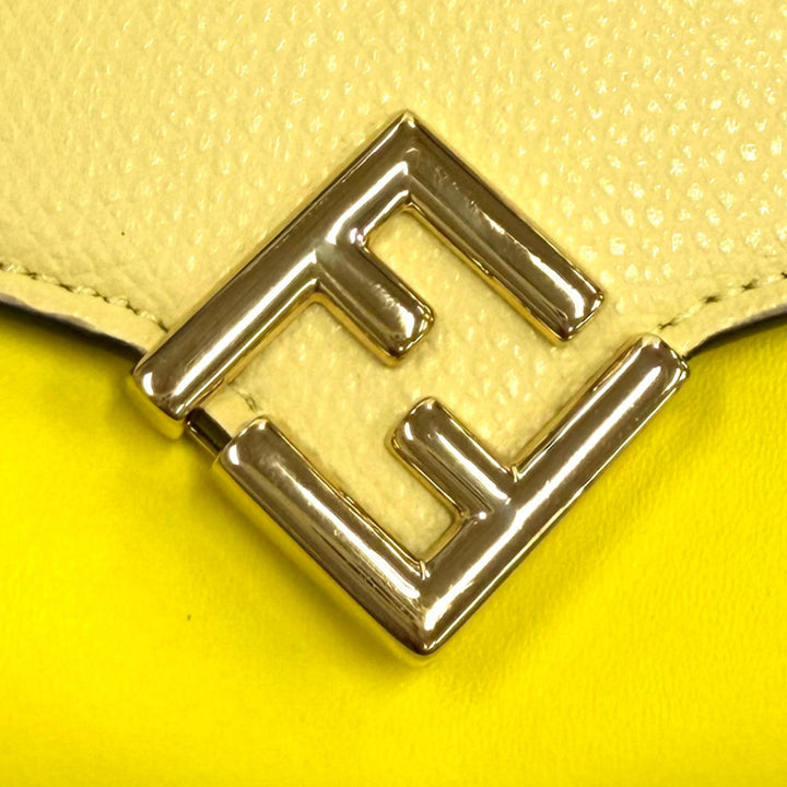 美品★FENDI フェンディ 8M0251 FFダイアモンド コンチネンタル レザー ロングウォレット 長財布 イエロー ゴールド金具 箱・保存袋付き