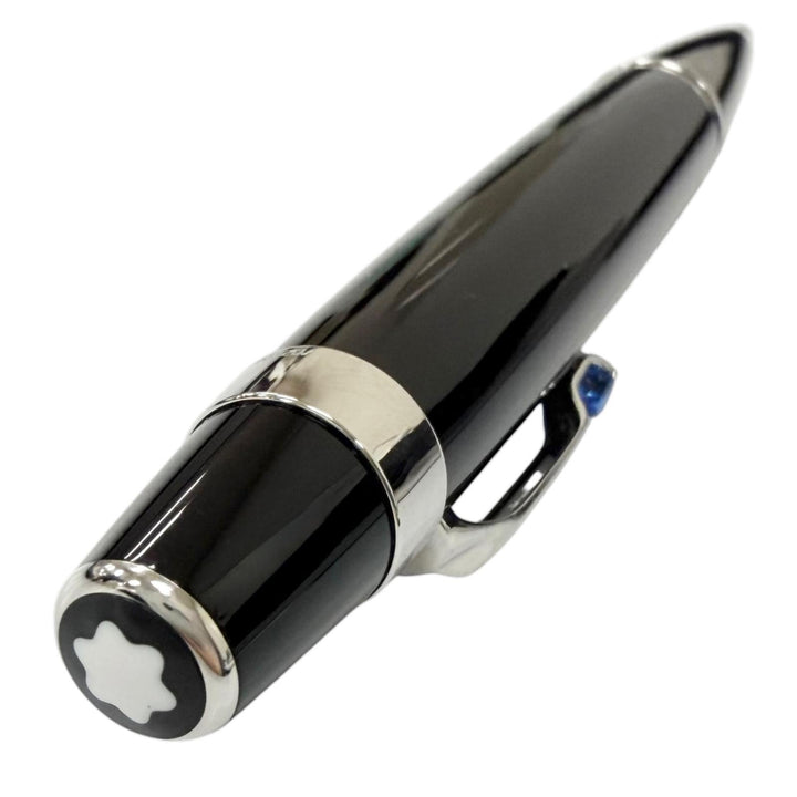 極美品□MONTBLANC モンブラン BOHEME ボエム ブルージェムストーン ツイスト式 ボールペン ブラック シルバー ドイツ製 筆記確認済み