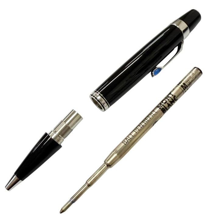 極美品□MONTBLANC モンブラン BOHEME ボエム ブルージェムストーン ツイスト式 ボールペン ブラック シルバー ドイツ製 筆記確認済み