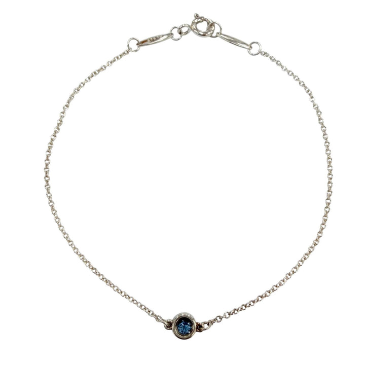 美品☆TIFFANY&amp;Co. ティファニー エルサペレッティ カラー バイザヤード 1Pアクアマリン AG925 ブレスレット シルバー ブルー 重量1.0g