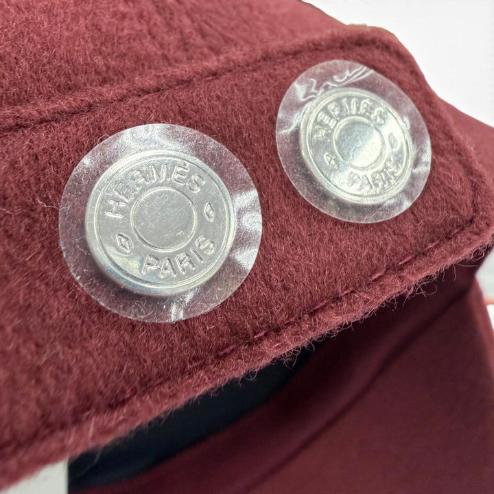 未使用品▼HERMES エルメス デイヴィス H セリエ カシミヤ100% 牛革 ルージュアッシュ 帽子 キャップ 56 仏製 正規品 メンズ 箱付き