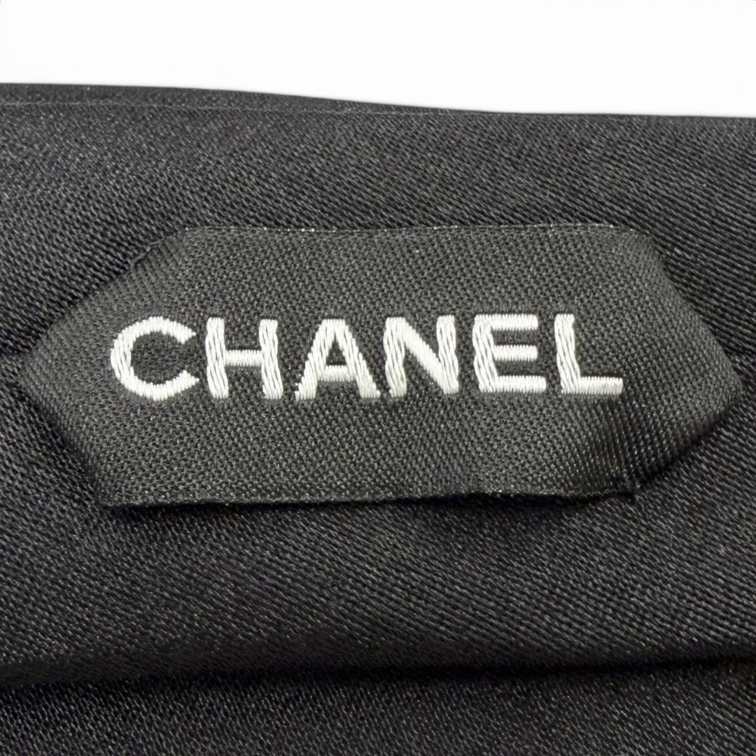 美品□CHANEL シャネル シルク100％ ココマーク ネクタイデザイン チョーカー ブラック イタリア製 メンズ レディース オススメ 箱付き