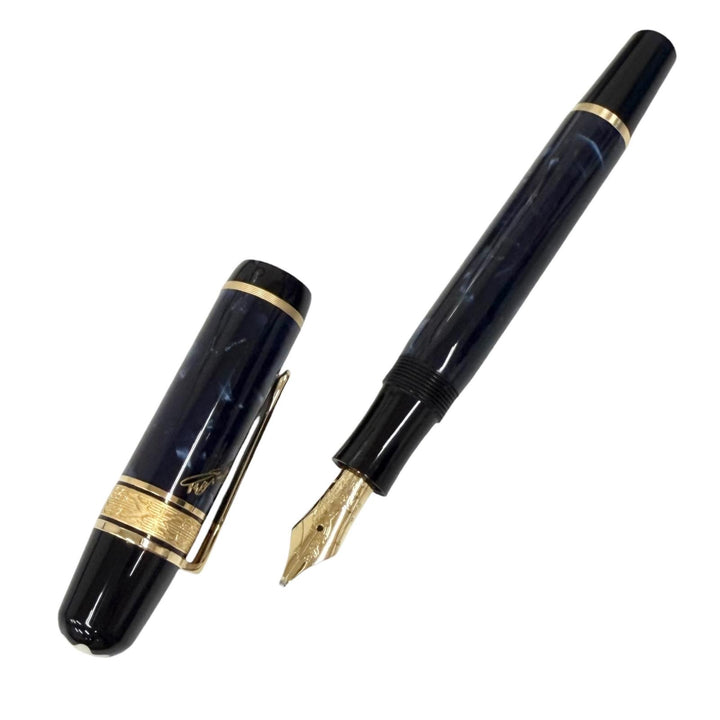 美品□MONTBLANC モンブラン ヴィンテージ 作家シリーズ1998 エドガー・アラン・ポー 18K BBニブ 17000本限定 万年筆 ネイビー ドイツ製