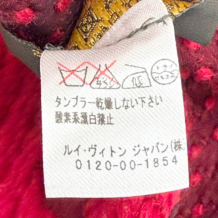 美品△LOUIS VUITTON ルイヴィトン M72432 エシャルプ ロゴマニア ウール シルク ルビー モノグラム フリンジ マフラー 伊製 正規品 箱付