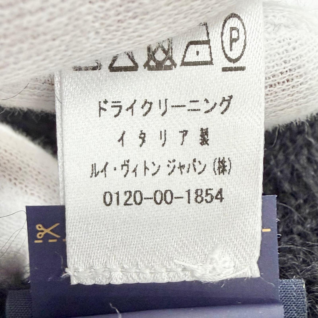 極美品△LOUIS VUITTON ルイヴィトン 2025年製 M97581 グローブ LV スクリプト モヘア ウール ロゴ刺繍 ニット 手袋 ブラック S 正規品