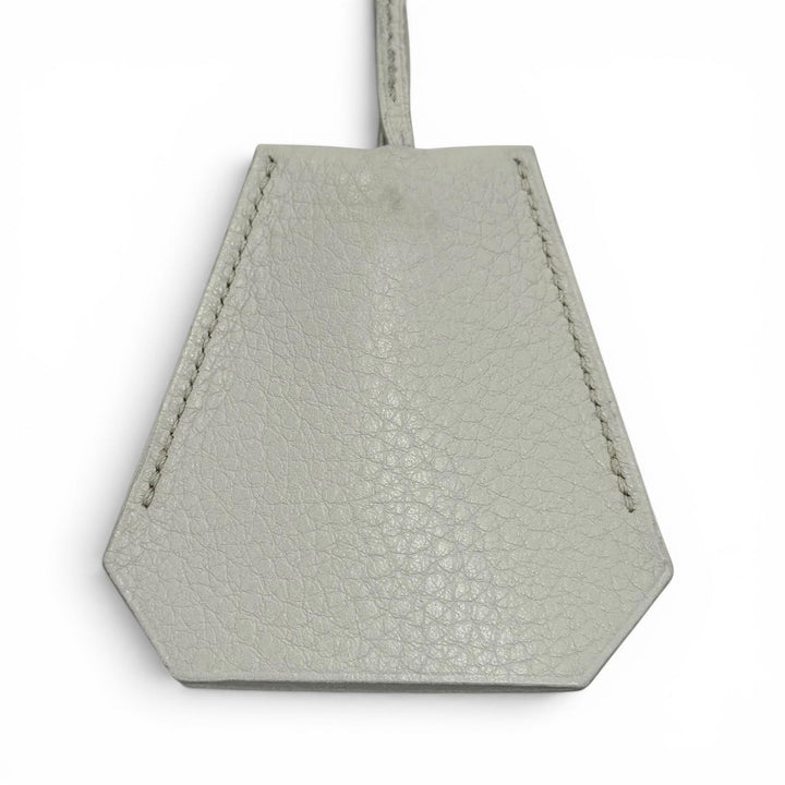 美品▼HERMES エルメス ヴィンテージ レザー シルバー金具 マルジェラ期 クロシェット ネックレス ライトグレー □E刻印 仏製 メンズ