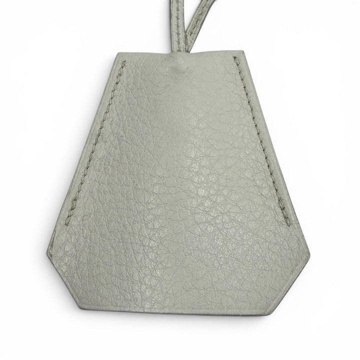 美品▼HERMES エルメス ヴィンテージ レザー シルバー金具 マルジェラ期 クロシェット ネックレス ライトグレー □E刻印 仏製 メンズ