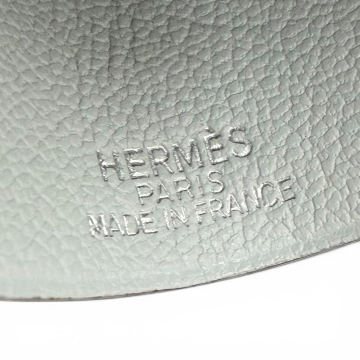 美品▼HERMES エルメス ヴィンテージ レザー シルバー金具 マルジェラ期 クロシェット ネックレス ライトグレー □E刻印 仏製 メンズ