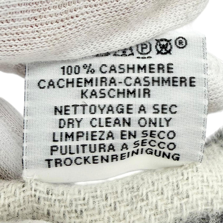 極美品△HERMES エルメス バンド ドゥ レポ カシミヤ グリ フランネル イヴォワール バイカラー フリンジ ロング マフラー イギリス製