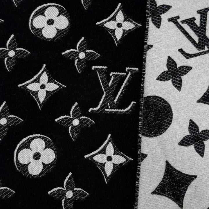 美品☆LOUIS VUITTON ルイヴィトン 2022年製 M78159 エシャルプ LV エセンシャル シャイン ウール シルク混 マフラー ブラック 正規品
