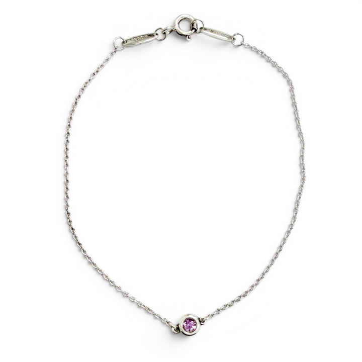 美品△TIFFANY&amp;Co. ティファニー バイザヤード 1Pピンクサファイア ブレスレット アクセサリー AG925 シルバー スペイン製 重量1.0g