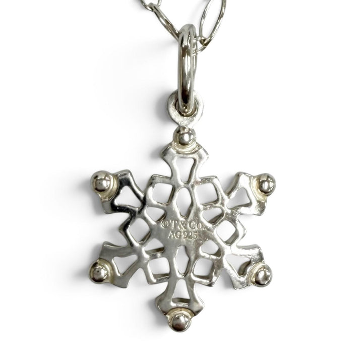 美品★TIFFANY&amp;Co. ティファニー 925 オーバルリンク チェーン スノーフレーク ペンダント ネックレス アクセサリー シルバー 重量4.6g