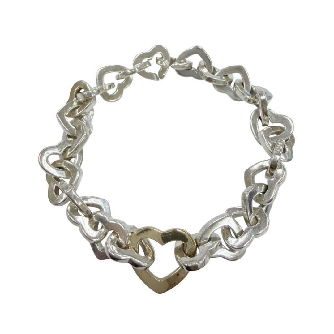 美品☆TIFFANY&amp;Co. ティファニー ヴィンテージ ハートリンク ブレスレット 925 750（YG）コンビ シルバー イエローゴールド 重量34.9g