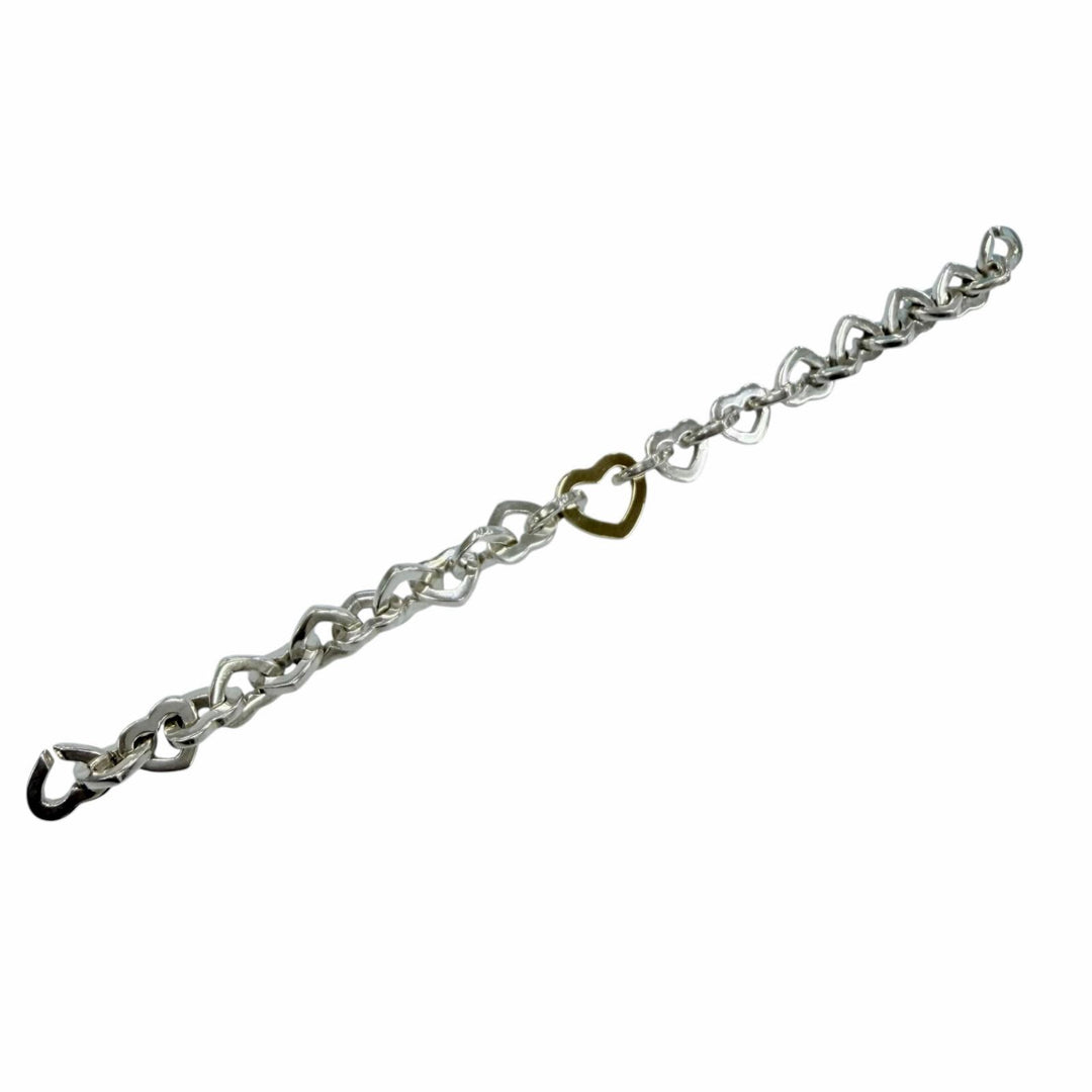 美品☆TIFFANY&amp;Co. ティファニー ヴィンテージ ハートリンク ブレスレット 925 750（YG）コンビ シルバー イエローゴールド 重量34.9g