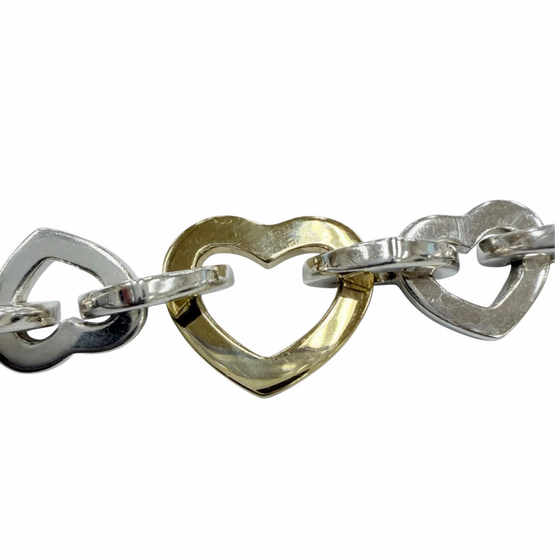 美品☆TIFFANY&amp;Co. ティファニー ヴィンテージ ハートリンク ブレスレット 925 750（YG）コンビ シルバー イエローゴールド 重量34.9g