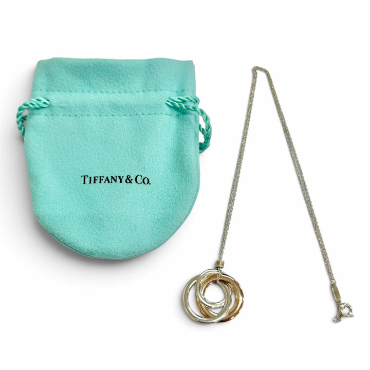 美品△TIFFANY&amp;Co. ティファニー 1837 インターロッキング サークル ペンダント ネックレス アクセサリー ルベドメタル 925 保存袋付き