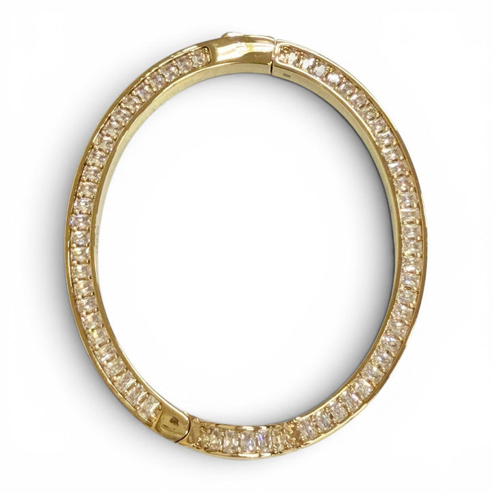 極美品△GUCCI グッチ インターロッキングG ラインストーン ブロンディ バングル ブレスレット ゴールド S イタリア製 レディース 箱付