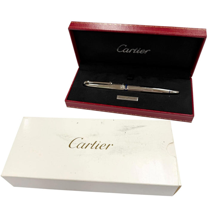 極美品▼Cartier カルティエ ヴィンテージ アールデコ1997リミテッドエディション ツイスト式 ボールペン シルバー ブルー 筆記確認済み