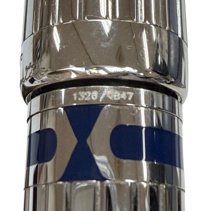 極美品▼Cartier カルティエ ヴィンテージ アールデコ1997リミテッドエディション ツイスト式 ボールペン シルバー ブルー 筆記確認済み