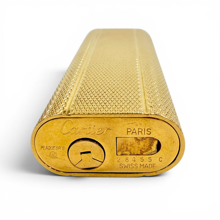 美品◇Cartier カルティエ オーバル型 総柄 ローラー式 ガスライター 喫煙具 ゴールド スイス製 メンズ 着火確認済み