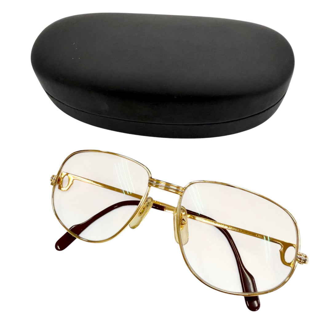 良品▼Cartier カルティエ ヴィンテージ トリニティ グラデーションレンズ アイウェア サングラス ゴールド ボルドー 54□16 130 度入り