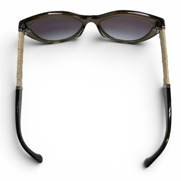 美品△CHANEL シャネル 5409-A ココマーク リネンロープ キャットアイ グラデーションレンズ サングラス カーキ 55□17 140 デモレンズ
