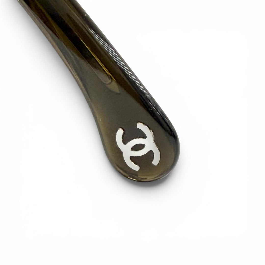 美品△CHANEL シャネル 5409-A ココマーク リネンロープ キャットアイ グラデーションレンズ サングラス カーキ 55□17 140 デモレンズ