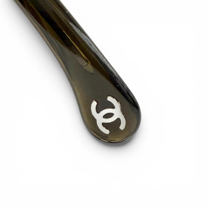 美品△CHANEL シャネル 5409-A ココマーク リネンロープ キャットアイ グラデーションレンズ サングラス カーキ 55□17 140 デモレンズ