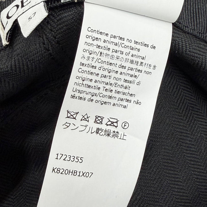極美品★LOEWE ロエベ K820HBLX07 レザー使い アナグラム ジャガード バケットハット ネイビー 57 スペイン製 正規品 保存袋付き