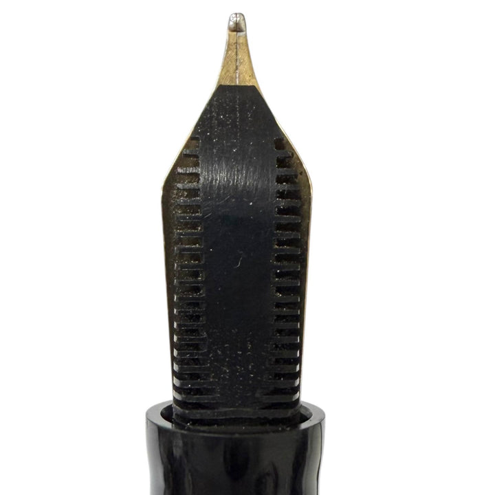 美品□WATERMAN ウォーターマン ルマン 200 ナイト＆デイ ペン先18K Fニブ ストライプ柄 万年筆 ゴールド ブラック フランス製 メンズ