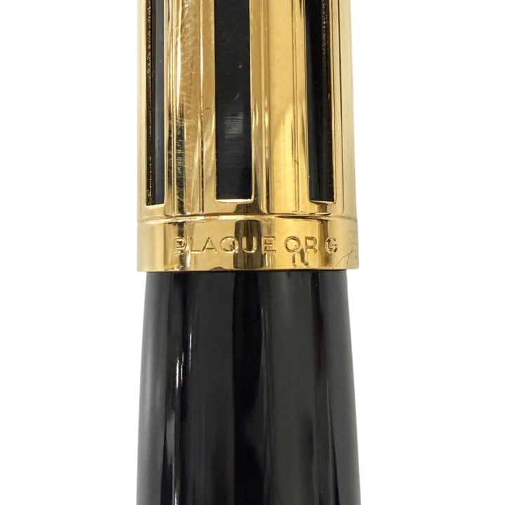 美品□WATERMAN ウォーターマン ルマン 200 ナイト＆デイ ペン先18K Fニブ ストライプ柄 万年筆 ゴールド ブラック フランス製 メンズ
