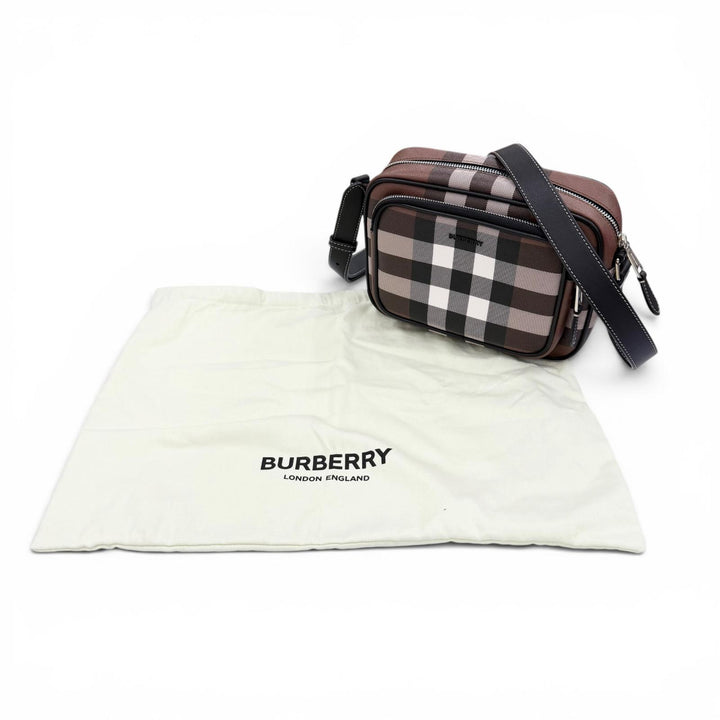 極美品◇BURBERRY バーバリー 8049145 パディ チェック ロゴ金具付 レザー使い ショルダーバッグ ブラウン レディース 保存袋付き