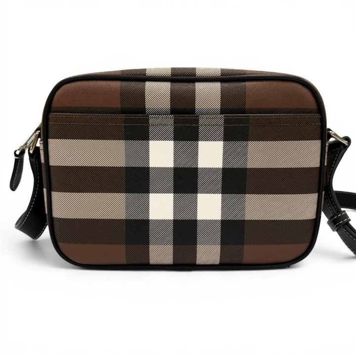 極美品◇BURBERRY バーバリー 8049145 パディ チェック ロゴ金具付 レザー使い ショルダーバッグ ブラウン レディース 保存袋付き