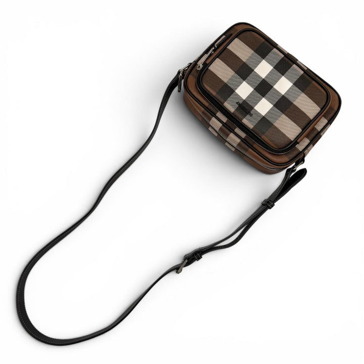 極美品◇BURBERRY バーバリー 8049145 パディ チェック ロゴ金具付 レザー使い ショルダーバッグ ブラウン レディース 保存袋付き