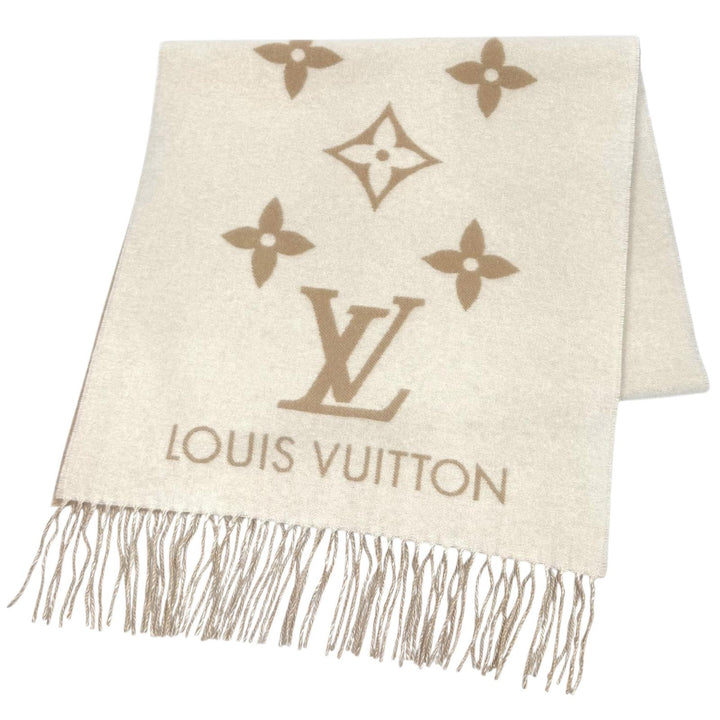 極美品★LOUIS VUITTON ルイヴィトン M78123 マフラー レイキャビック カシミヤ100% 現行品 モノグラム フリンジ付 170cm×45cm 正規品