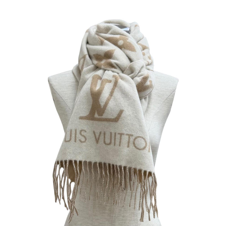 極美品★LOUIS VUITTON ルイヴィトン M78123 マフラー レイキャビック カシミヤ100% 現行品 モノグラム フリンジ付 170cm×45cm 正規品