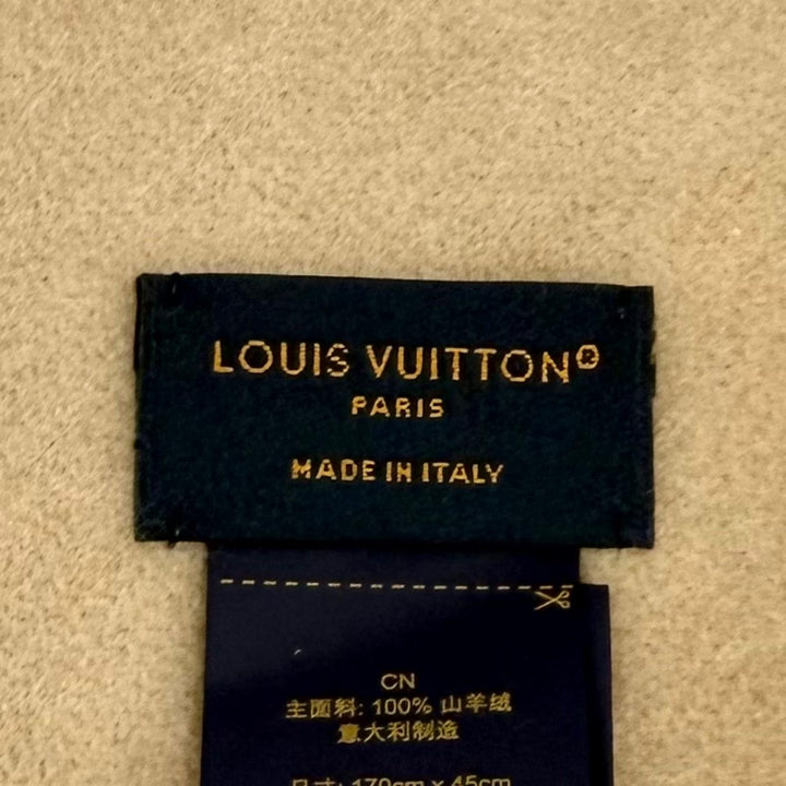 極美品★LOUIS VUITTON ルイヴィトン M78123 マフラー レイキャビック カシミヤ100% 現行品 モノグラム フリンジ付 170cm×45cm 正規品