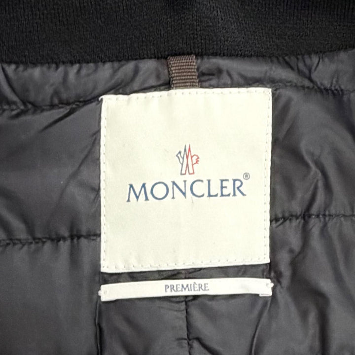美品△MONCLER モンクレール PREMIERE NOISETTE ウール100％ 襟ミンクショール付き ダブルブレスト ダウンコート ブラック 0 伊製 正規品